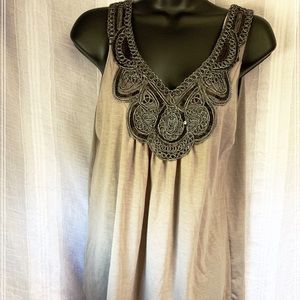 Jon & Anna Top Sz 1x tan and black